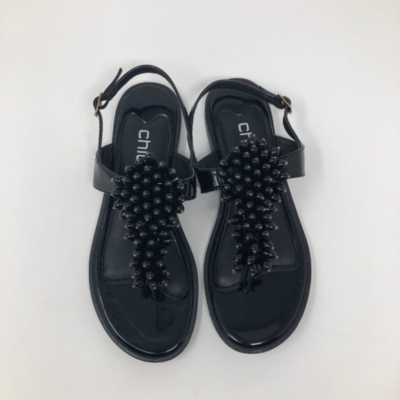 NEW Chico's Black T-Strap Embellished Sandals 6M - Picture 6 of 7